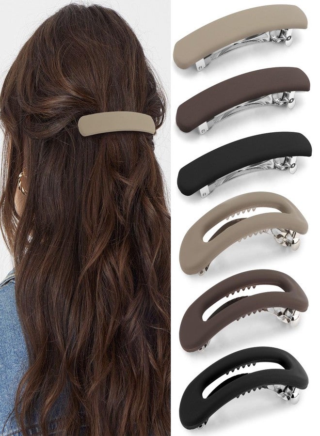 Atoden Hair Barrettes Flat Clips for Thick Thin Fine Hair 6Pcs French Barrettes Matte Large Hair Slides Non Slip Clamps Vintage 90s Accessories for Women Girls Trendy Stuff Gifts (Neutral Color) - Image 1